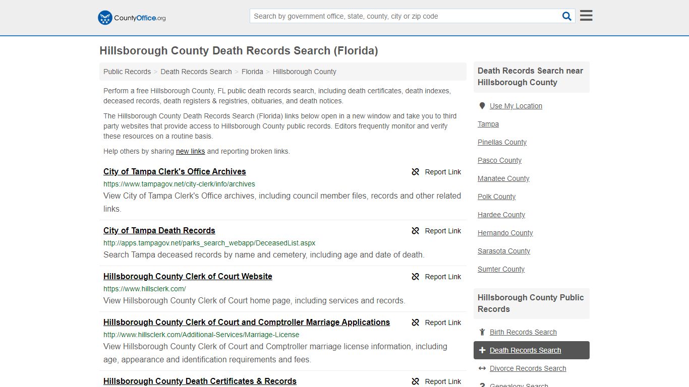 Death Records Search - Hillsborough County, FL (Death ...