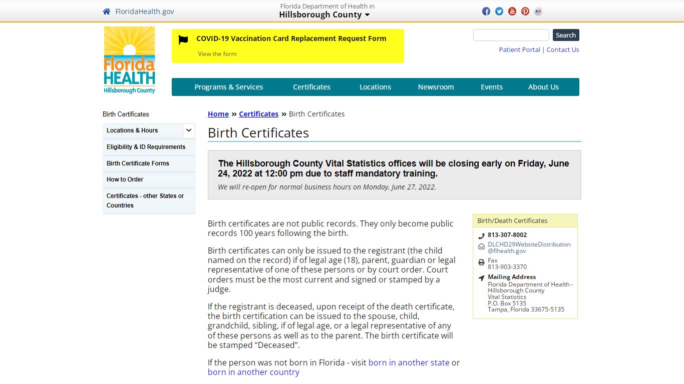Birth Certificates | Florida Department of Health in ...